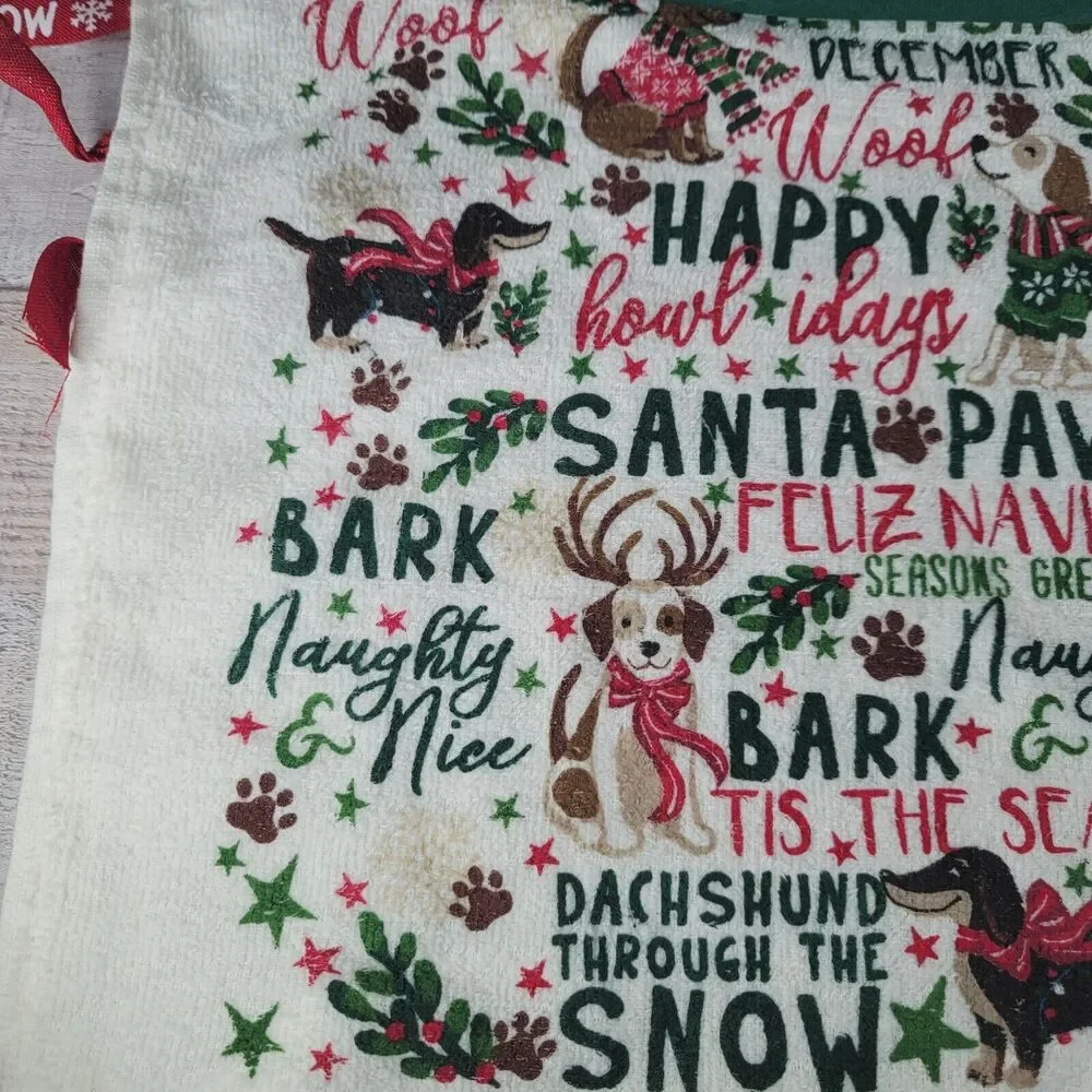 Child Holiday Christmas Apron Santa Paws Baking Hand Made